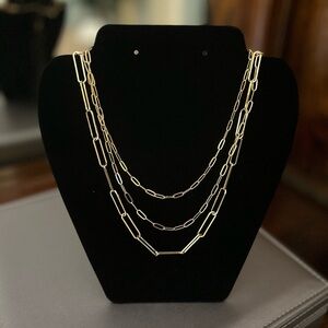 Paper clip gold chain layered necklace